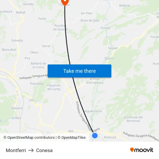 Montferri to Conesa map