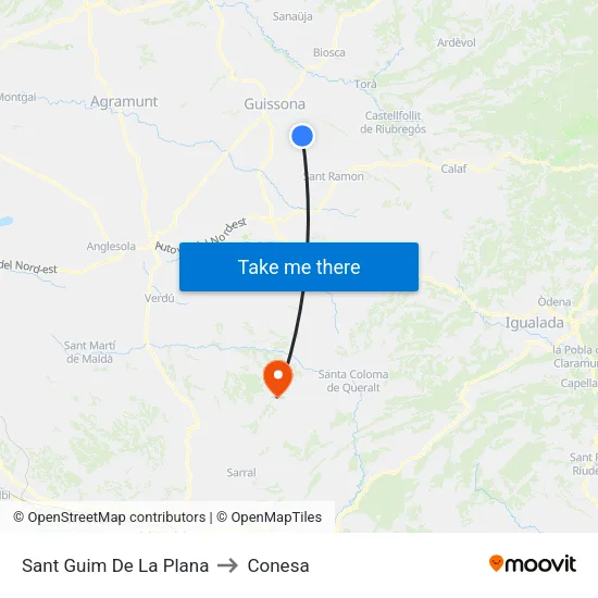 Sant Guim De La Plana to Conesa map