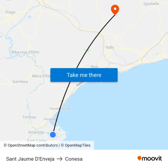 Sant Jaume D'Enveja to Conesa map