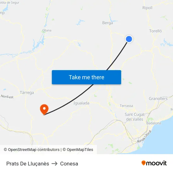 Prats De Lluçanès to Conesa map