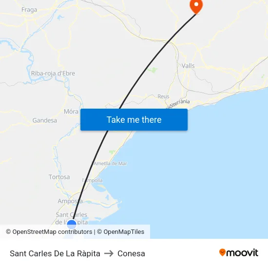 Sant Carles De La Ràpita to Conesa map