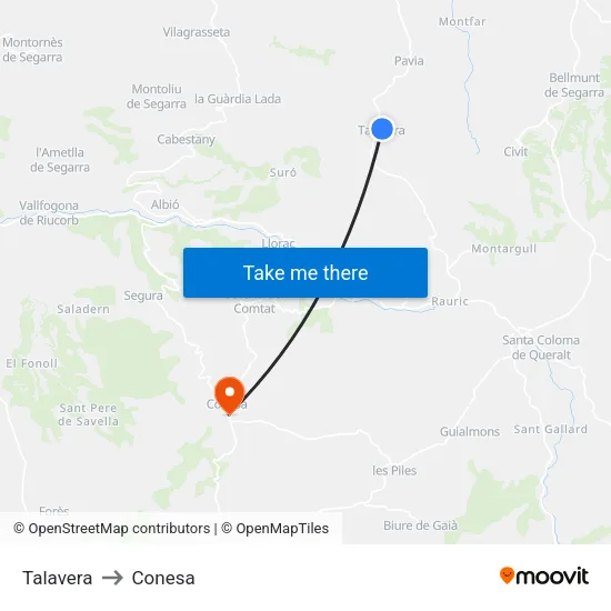 Talavera to Conesa map