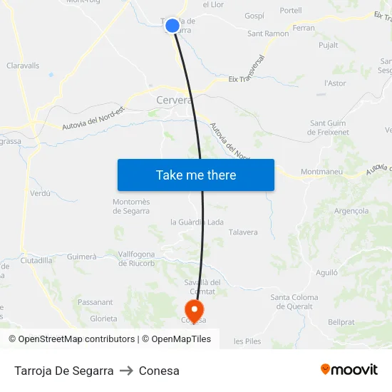 Tarroja De Segarra to Conesa map