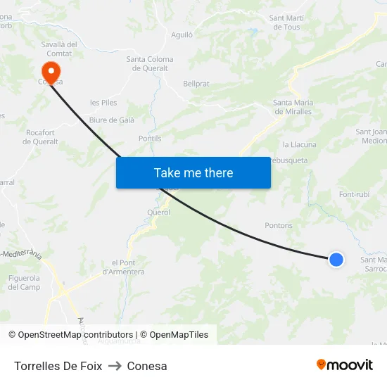 Torrelles De Foix to Conesa map