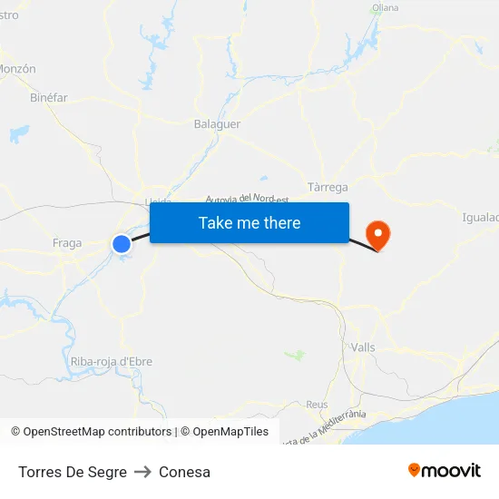 Torres De Segre to Conesa map