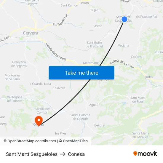 Sant Martí Sesgueioles to Conesa map