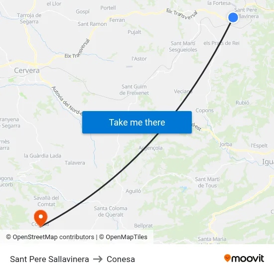 Sant Pere Sallavinera to Conesa map