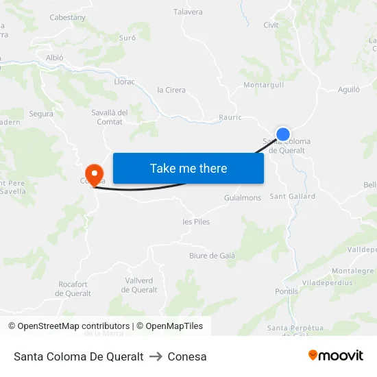 Santa Coloma De Queralt to Conesa map