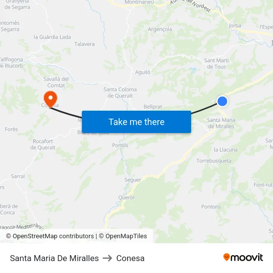 Santa Maria De Miralles to Conesa map