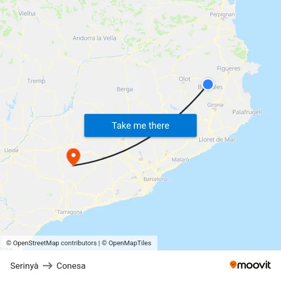 Serinyà to Conesa map