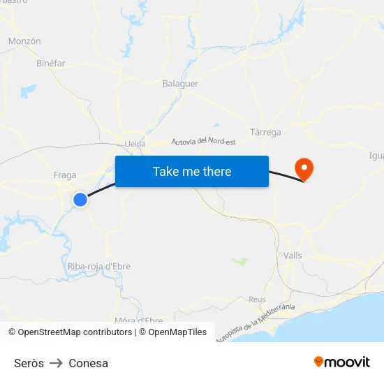 Seròs to Conesa map