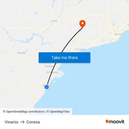 Vinaròs to Conesa map