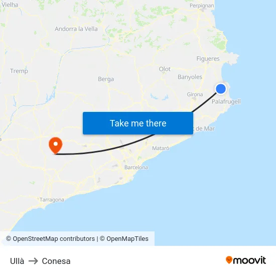 Ullà to Conesa map