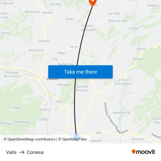 Valls to Conesa map