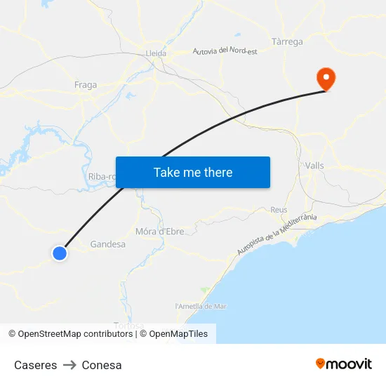 Caseres to Conesa map