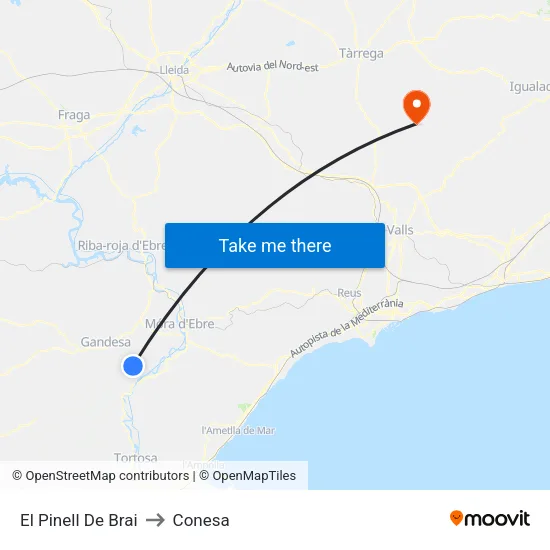 El Pinell De Brai to Conesa map