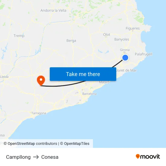 Campllong to Conesa map
