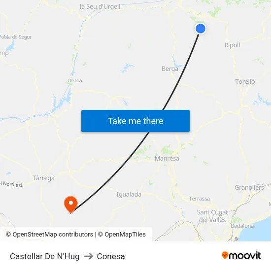 Castellar De N'Hug to Conesa map