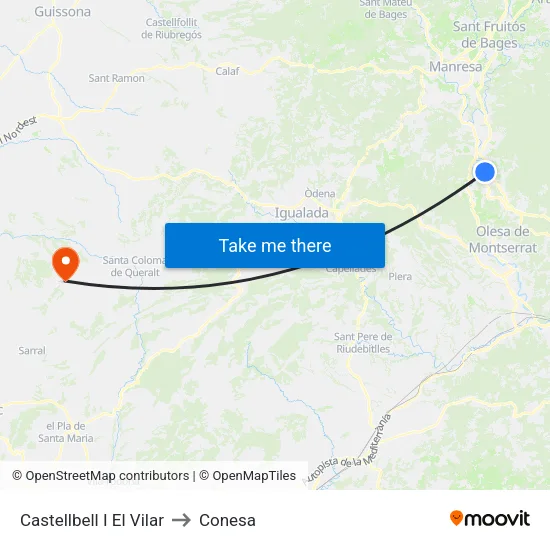 Castellbell I El Vilar to Conesa map