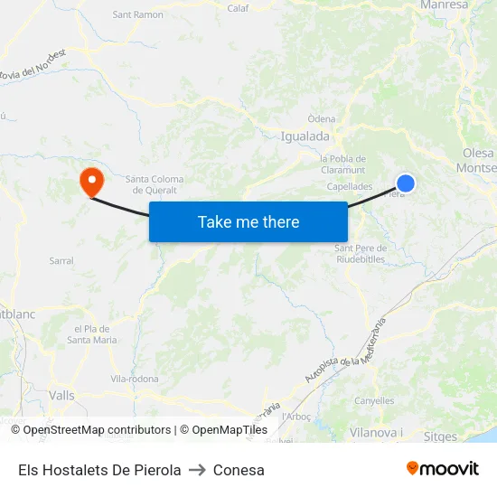 Els Hostalets De Pierola to Conesa map