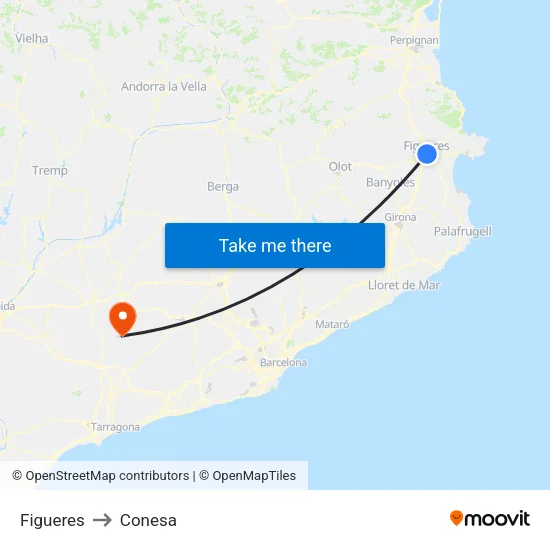 Figueres to Conesa map