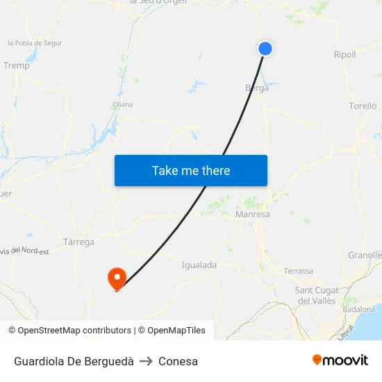 Guardiola De Berguedà to Conesa map