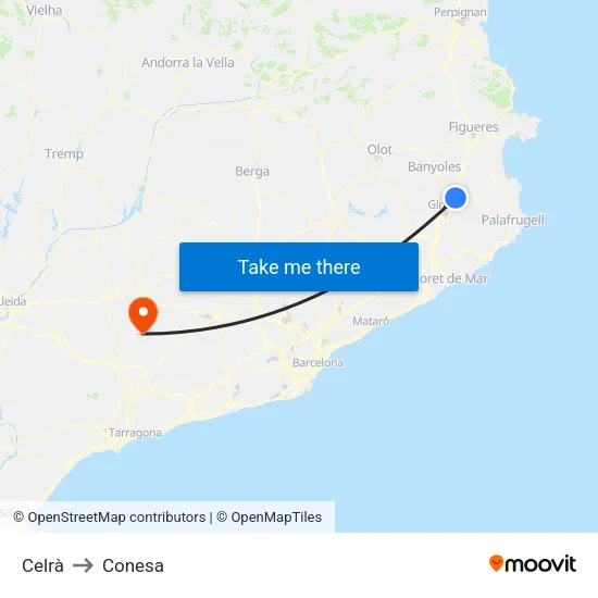 Celrà to Conesa map