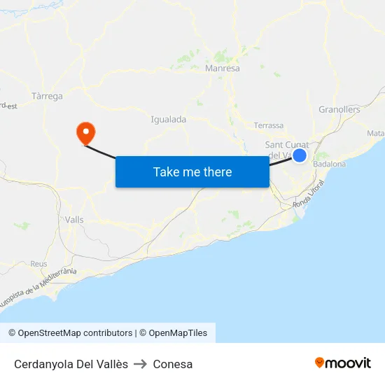 Cerdanyola Del Vallès to Conesa map