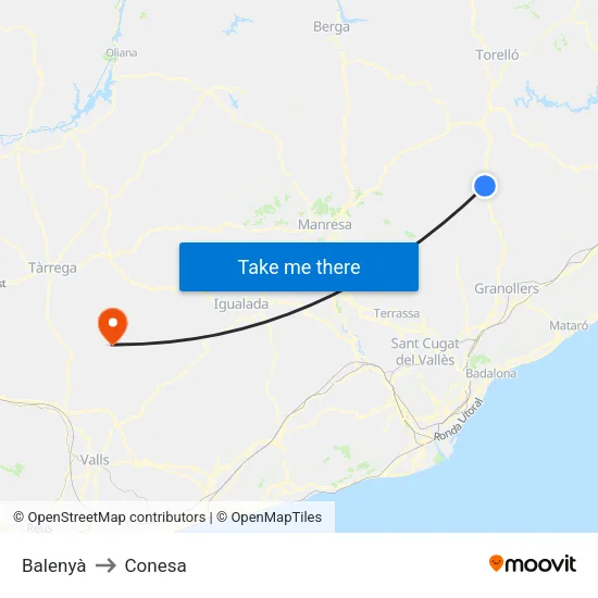 Balenyà to Conesa map