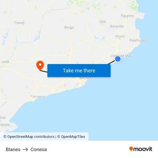 Blanes to Conesa map