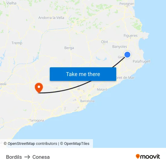 Bordils to Conesa map