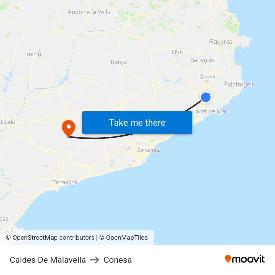 Caldes De Malavella to Conesa map