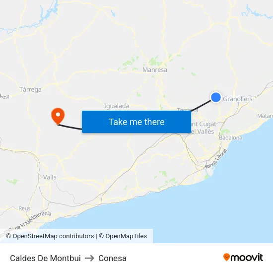 Caldes De Montbui to Conesa map