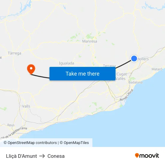 Lliçà D'Amunt to Conesa map