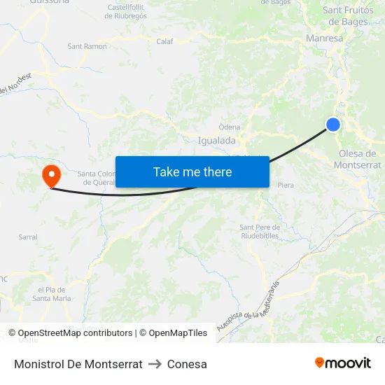 Monistrol De Montserrat to Conesa map