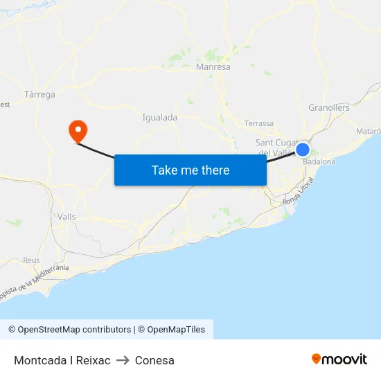 Montcada I Reixac to Conesa map