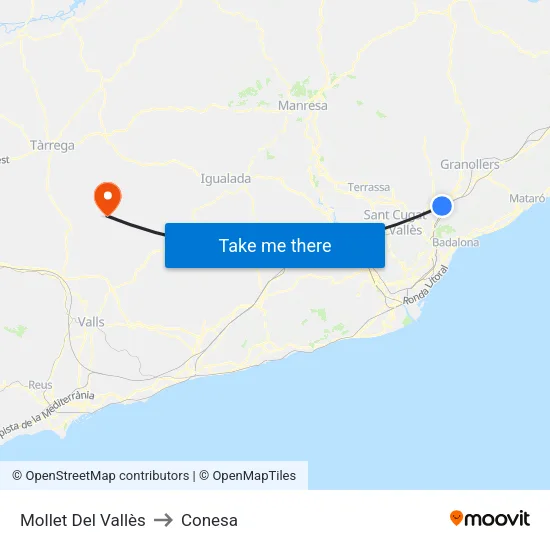 Mollet Del Vallès to Conesa map