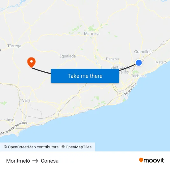 Montmeló to Conesa map