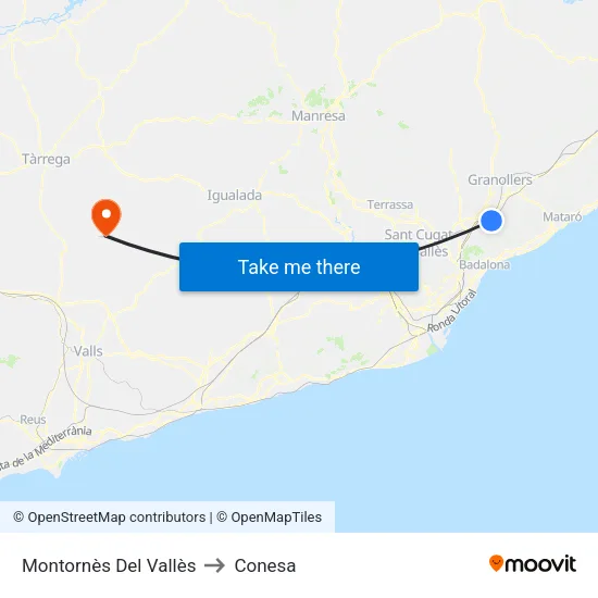 Montornès Del Vallès to Conesa map