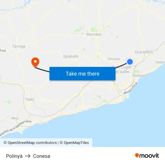 Polinyà to Conesa map