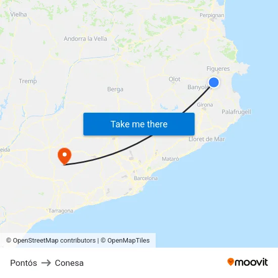 Pontós to Conesa map