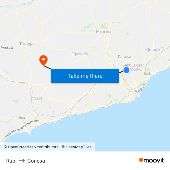Rubí to Conesa map