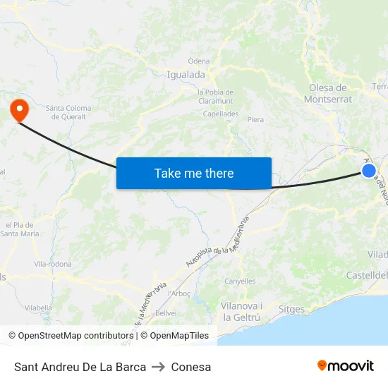 Sant Andreu De La Barca to Conesa map