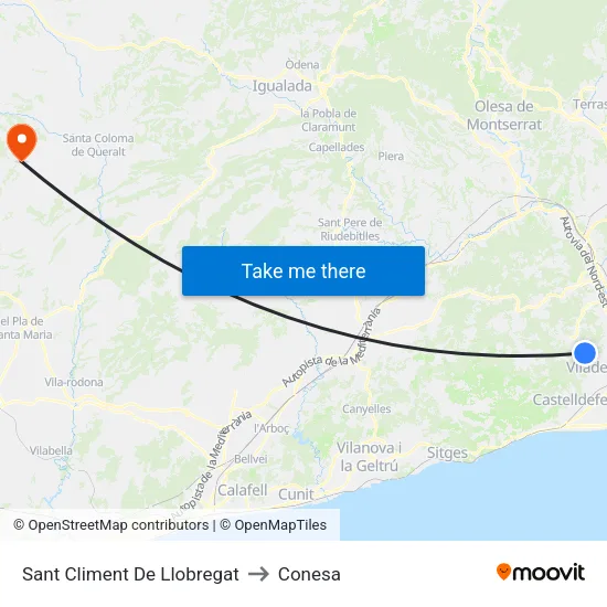 Sant Climent De Llobregat to Conesa map