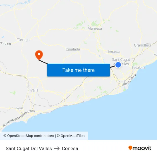Sant Cugat Del Vallès to Conesa map