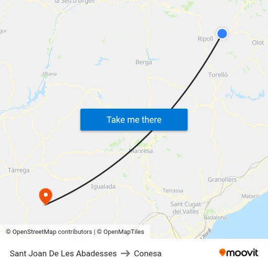 Sant Joan De Les Abadesses to Conesa map