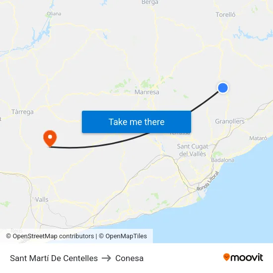 Sant Martí De Centelles to Conesa map