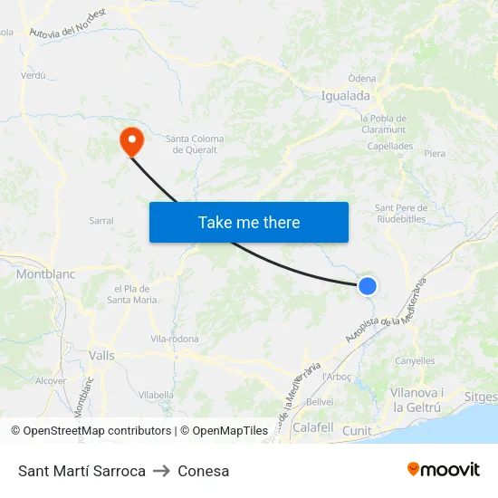 Sant Martí Sarroca to Conesa map