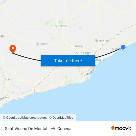 Sant Vicenç De Montalt to Conesa map