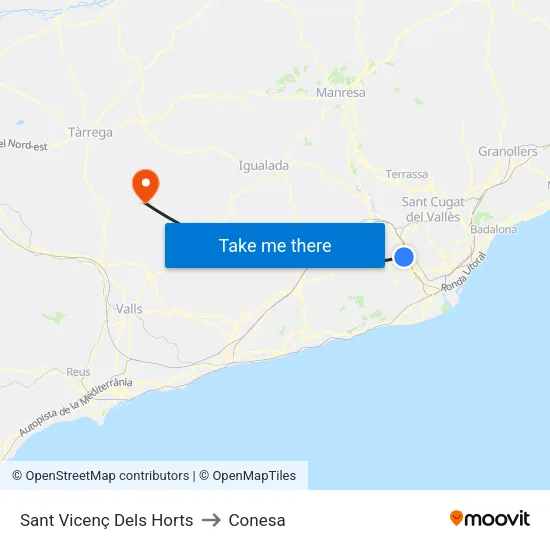 Sant Vicenç Dels Horts to Conesa map